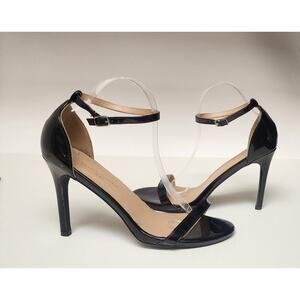 CHARLES ALBERT TESSA BLACK FAUX LEATHER ANKLE STRAP PUMP HEEL SHOES SIZE US 10